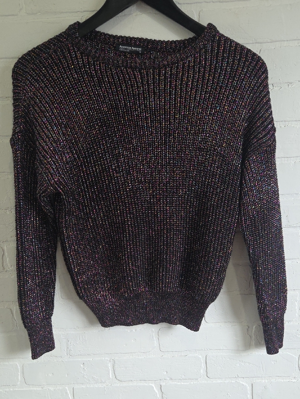 American Apparel Crewneck Sweater with Multicolor Metallic Flecks